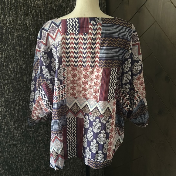 J.Jill organic cotton patterned kimono style top - Picture 3 of 5